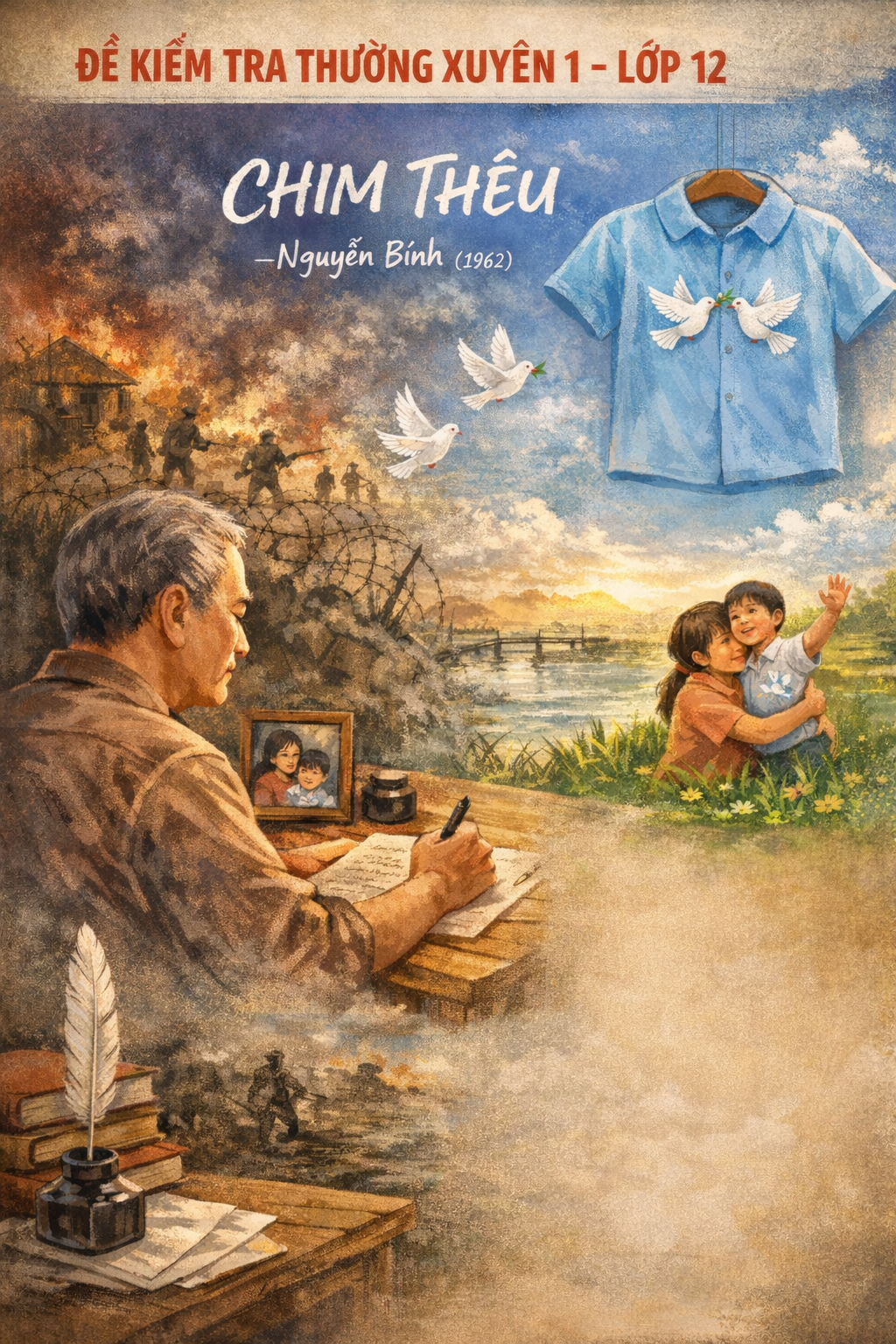 Đề kiểm tra thường xuyên môn Ngữ văn lớp 12 - Đọc hiểu bài thơ Chim thêu của Nguyễn Bính