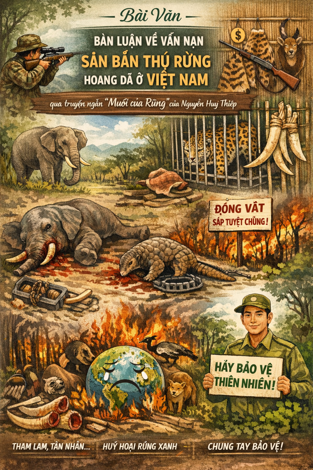 Banner cho bài viết:Bài văn bàn luận về vấn nạn săn bắn thú rừng hoang dã ở Việt Nam qua truyện ngắn Muối của Rừng của Nguyễn Huy Thiệp